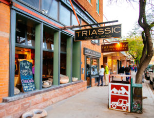 photo of a sign labeled triassic on main street in moab utah