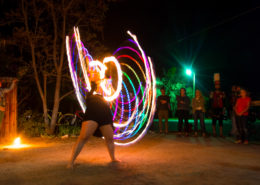 picture of girl dancing in the dark with lights