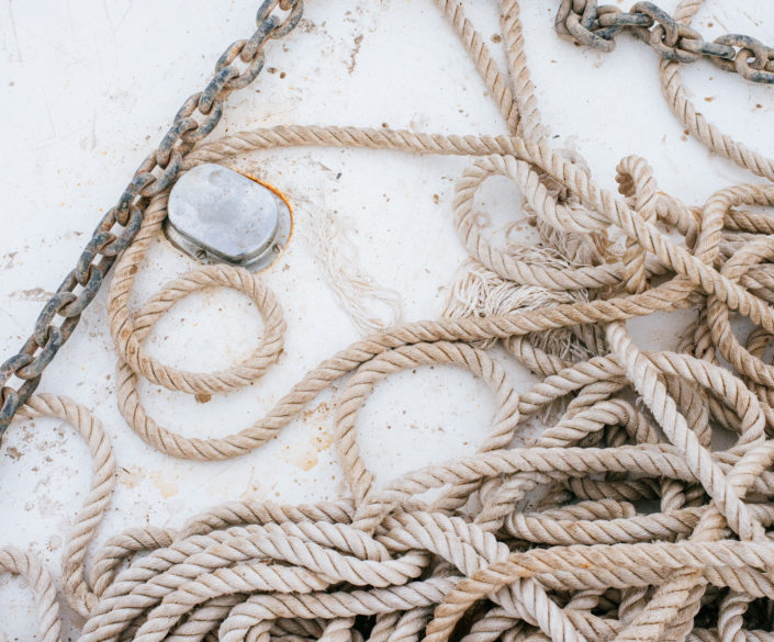 Ropes and chain on boat deck, moss image, chris moss, moab photographer, travel