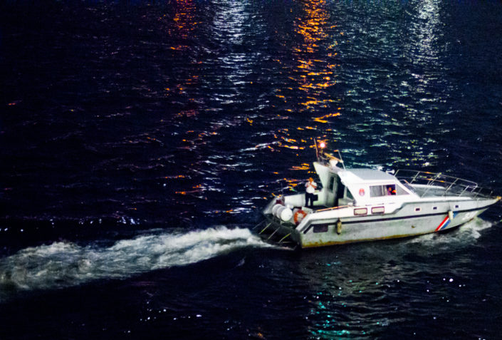 Moss image, chris moss, travel, boat on water at night